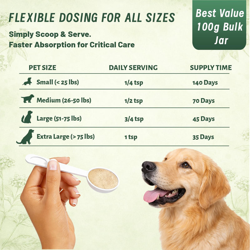 Yun nan Powder for Dogs – Natural Herbal Quick Stop Bleeding for Hemangiosarcoma, Hemoabdomen, Pericardial Effusion, Cancer Bleeding, Severe Bruising, Ulcer-Related Bleeding, Bloody Stools– 100g