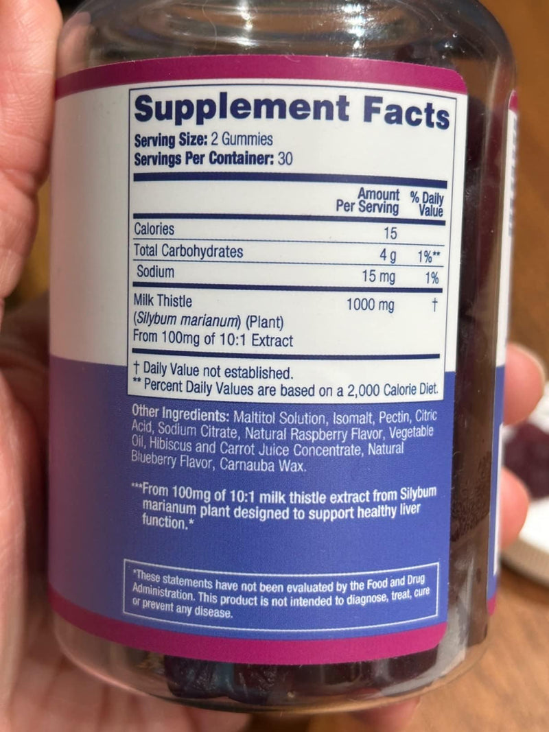 Sugar-Free Milk Thistle Gummies for Liver Cleanse Detox & Repair (Natural Blueberry-Raz Flavor) Cardo Mariano, Cleansing Milk Thistle Extract & Antioxidant Support, Vegan, Replaces Pills & Capsules Milk Thistle Liver Detox - BeesActive Australia