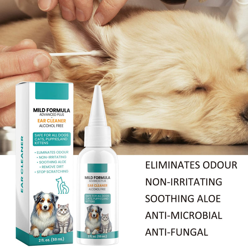 Aloe-based Ear Cleanser for Dogs and Cats - Quick Relief from Infections and Odors, Gently Clears Debris and Wax - For Clean and Happy Pets
