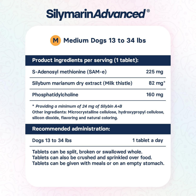 Liver Health Supplement for Medium Dogs, S-Adenosylmethionine (Same) and Silybin, Liver Tablets, Cognitive Support, 30 Tablets - BeesActive Australia