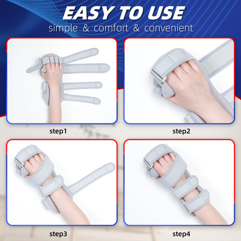 Fanwer Stroke Resting Hand Splint Left&Right, Hand Brace Splint for Stroke Patients - Functional Night Immobilizer Wrist Finger Brace Support for Straightening Fingers, Arthritis, Carpal Tunnel Syndrome (Left) Medium Left