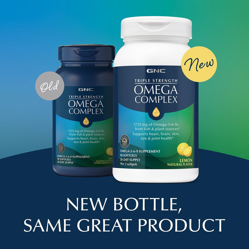 GNC Triple Strength Omega Complex, Lemon, 90 Count, 30 Servings Old Version
