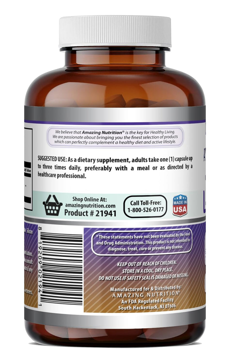 Amazing Formulas L-Arginine Supplement | 500 Mg Per Serving | Capsules | Amino Acid Supplement for Men & Women | Non-GMO | Gluten Free | Made in USA (500 Count) 500 Count