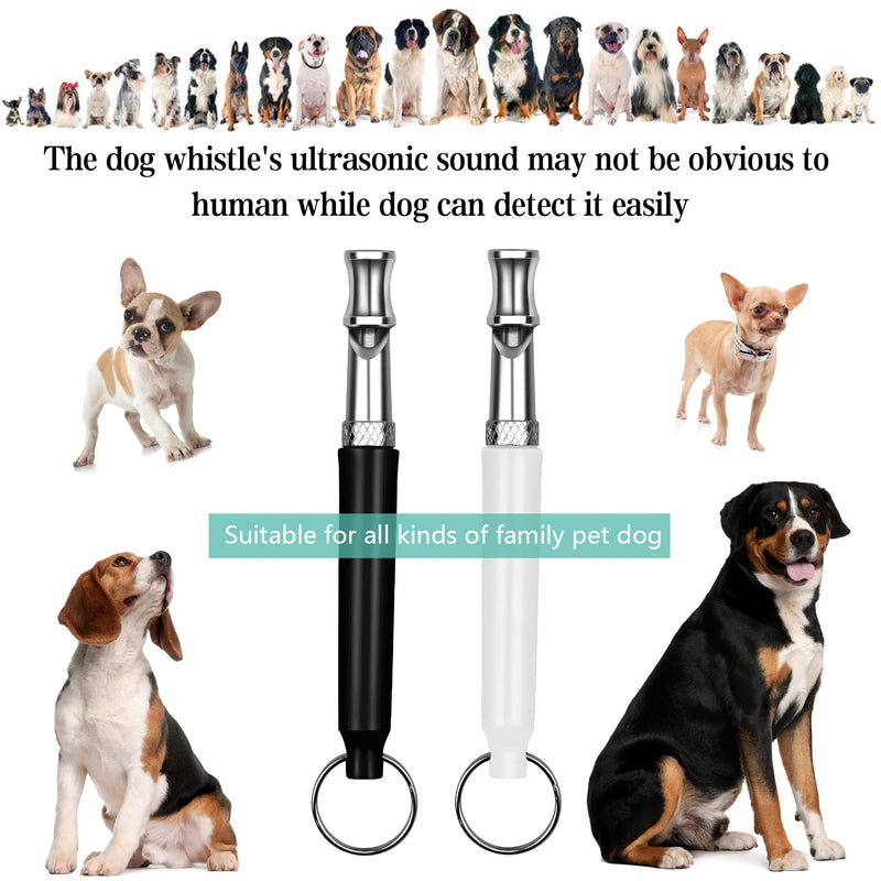 HRYYDS 2 Pack Dog Whistle, Dog Whistle to Stop Barking Neighbors Dog, Adjustable Ultrasonic Silent Dog Whistle, Professional Recall Dog Training Whistles, with Lanyard (Black and White) Black and White - BeesActive Australia