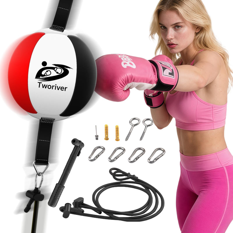Double End Bag Boxing, Adjustable Cords Punching Bag Boxing Ball Speed Reflex Bags, Home Gym Punching Training Equipment Set for Reaction Agility Hand Eye Coordination, Good for Adults & Kids