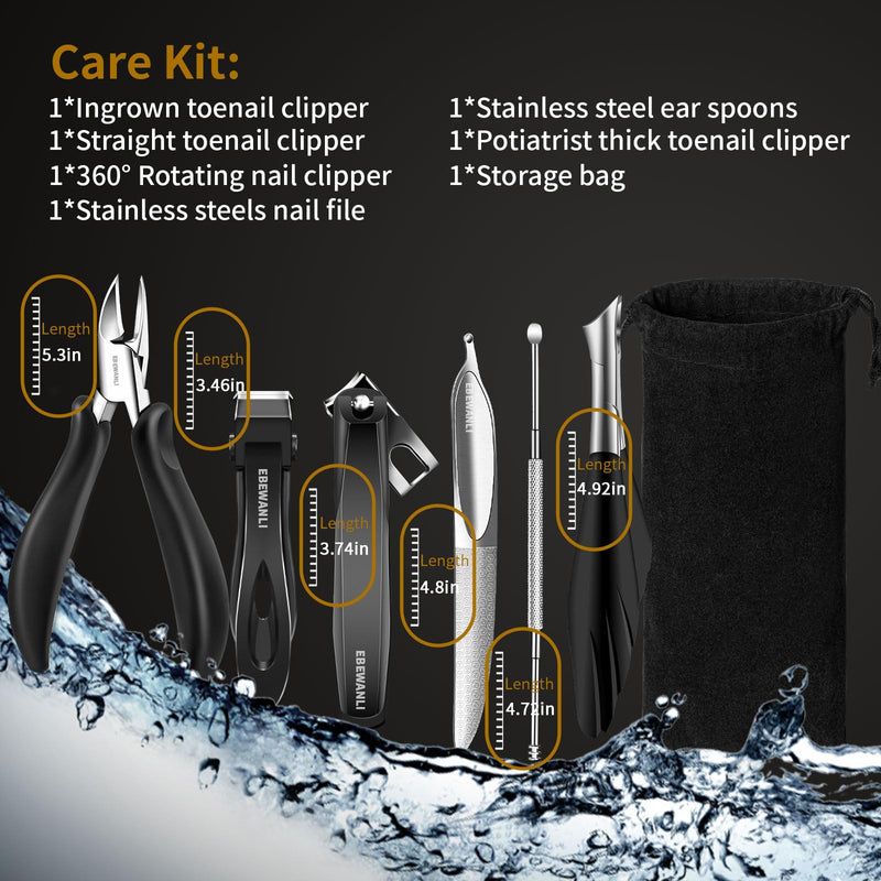 EBEWANLI Podiatrist Toenail Clippers for Seniors Thick Toenails, Toe Nail Clippers for Thick Nails for Seniors, Straight Toe Nail Clippers for Men, Ingrown Toenail Clippers and Angled Nail Clipper Set 6PCS-A - BeesActive Australia
