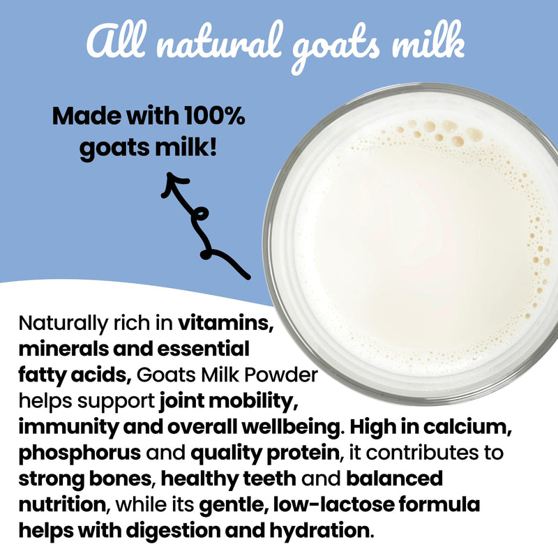 Supernature Goats Milk Powder for Dogs & Cats 250g | 100% Natural Digestive Supplement, Low Lactose, Perfect for Hydration, High in Protein & Calcium, Nutrient Rich Food Topper