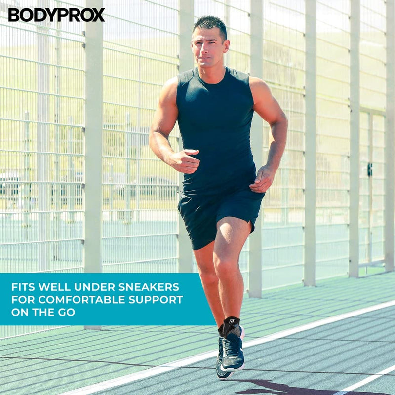 Bodyprox Ankle Brace for Women and Man, Ankle Compression Sleeve, Ankle Support with Adjustable Compression Strap for Sprained Ankle, Injury Recovery and More! (Small) Small (1 Count)