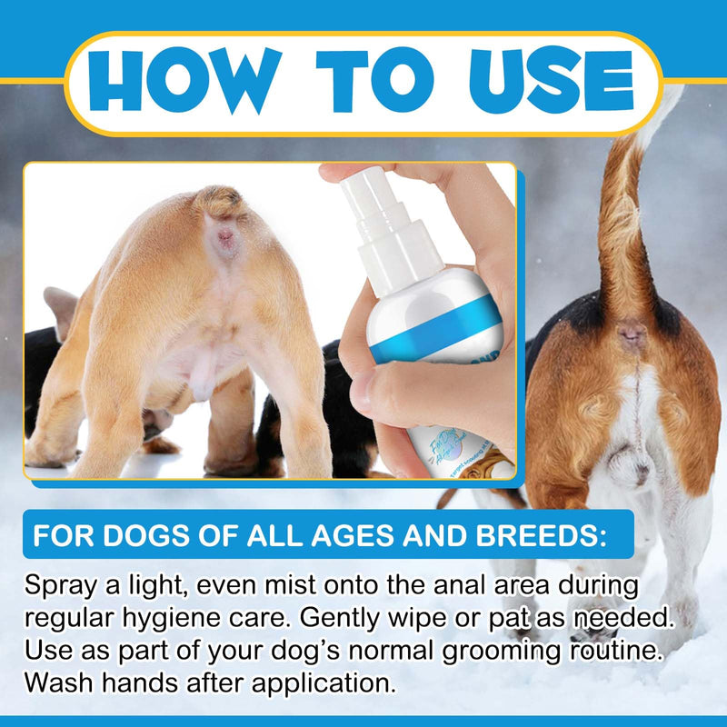 Dog Anal Gland Spray for Dogs & Cats 120ml – Fast Relief for Anal Gland Irritation & Itching, Stops Scooting, Eliminates Odor, Anti-Itch & Soothing Pet Care Spray with Aloe Vera & Chamomile