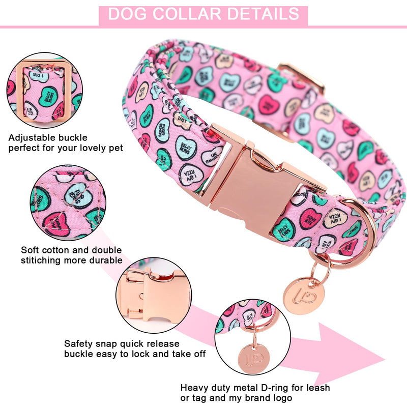 Valentine's Day Dog Collar, Heart Dog Collar for Small Medium Large Girl Boy Dogs or Cats, Wedding Dog Collar Match Dog Leash, Pet Collar with Metal Buckle, S, Neck 10-16in Colorfulhearts CC - BeesActive Australia