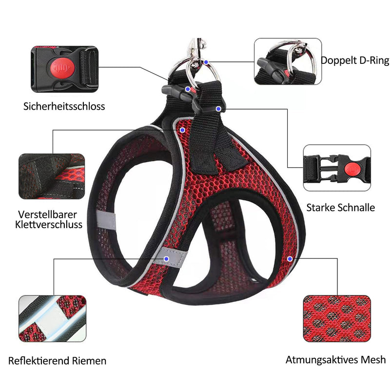 LOS ANDES Cat harness with leash, escape-proof harness for cats, adjustable chest harness, cat harness, reflective, cat leash with harness for cats, puppies S (chest: 30-35 cm) black - BeesActive Australia