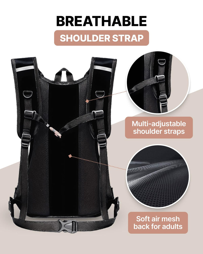 Owleys Hydration Backpack – Lightweight Waterproof Hydration Pack | 2L Water Bladder | Running & Cycling Backpack for Men & Women | Hiking & Festival Essential – Black 1
