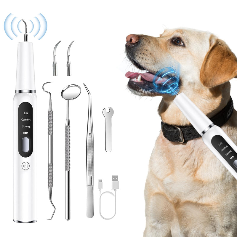 Dog Plaque Remover for Teeth, Pet Teeth Cleaning Products with LED-Light Waterproof Electric Cleaner Tartar Tooth Cleaner for Dogs and Cats Dental Care