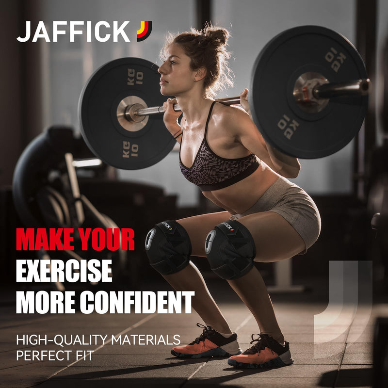 Jaffick Knee Sleeves (1 Pair),Double Layer Compression Knee Braces for Suitable for Squats, Weightlifting, Powerlifting, Gym Exercises, Unique Pressure Belt Design，7MM Neoprene Sleeves L Black