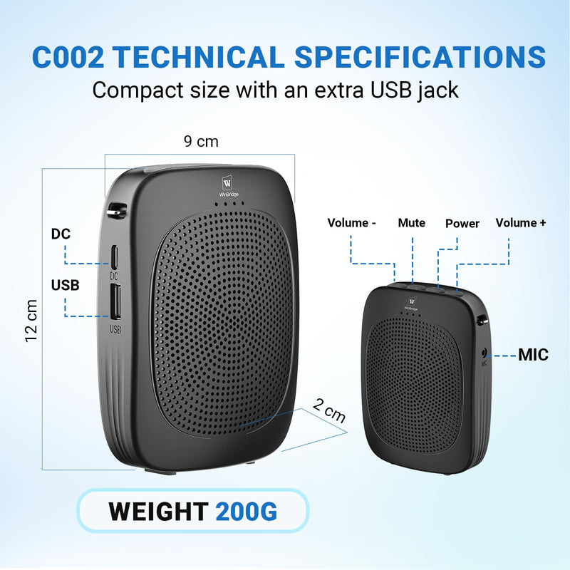 15W Wireless Voice Amplifier with Headset Microphone C002EH