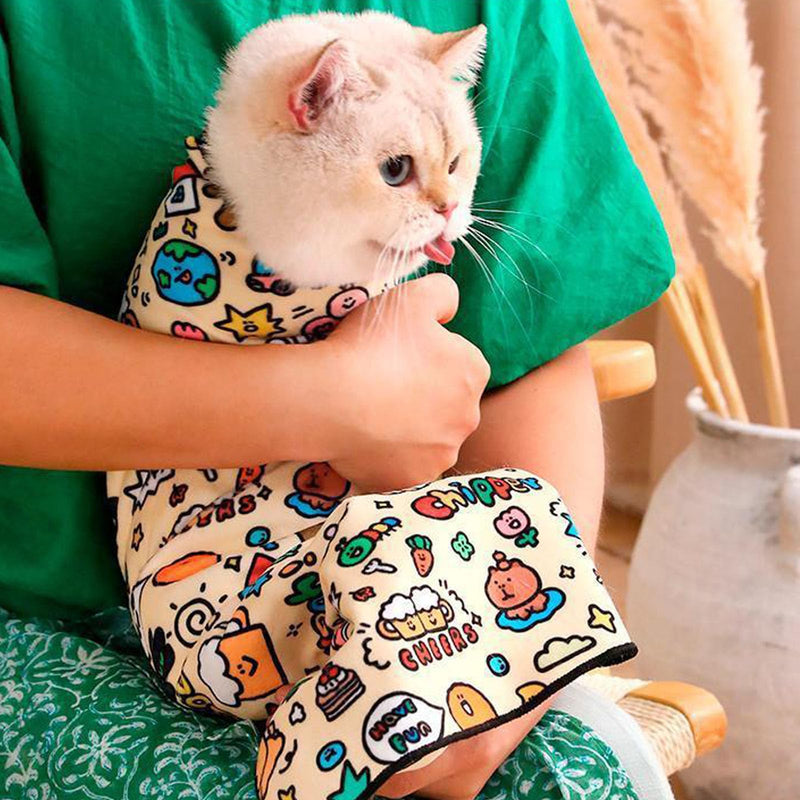 Cat Wrap for Grooming,Anti-Scratch Adjustable Grooming Bag for Cats,Self-Adherent Soft Cat Blanket to Wrap Cat Anti-Scratch Anti-Escape Grooming Bag,Multifunctional Pet Tool - BeesActive Australia
