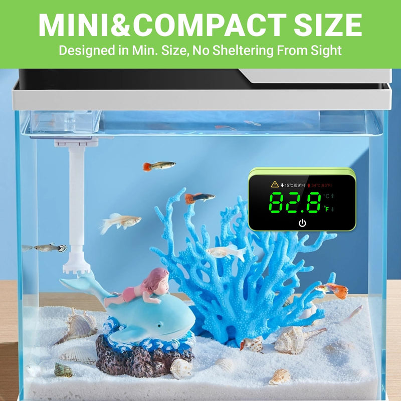 MoonOrange Digital Aquarium Thermometer, Stick-on Fish Tank Thermometer with LED Display, Wireless Aquarium Temperature Measurement with Battery-Change Tool and Extra Sticker.(Green*2) Green-2 Pack - BeesActive Australia