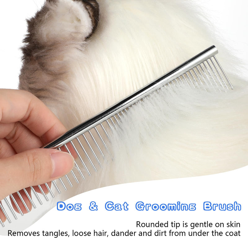 Pack of 2 pet comb stainless steel, cat brush, 2 in 1 dog comb, professional cat brush, dog comb for long hair, cat undercoat brush, to remove tangles and knots for long-haired dogs, cats - BeesActive Australia
