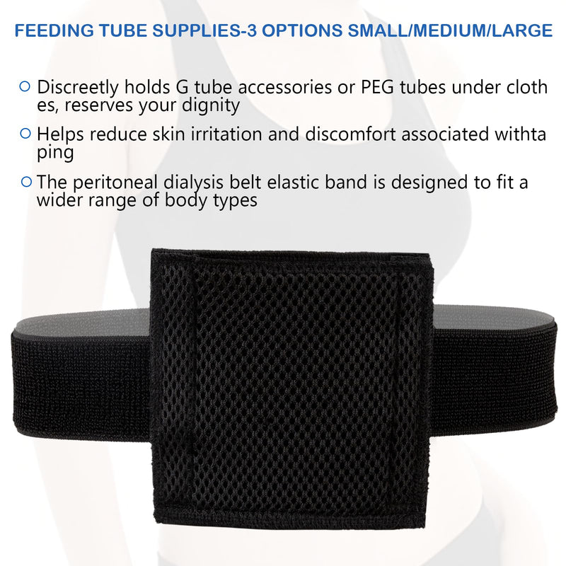 Breathable Feeding Tube Belt, Concealment and Comfortable Gastrostomy G Tube Accessories, Peritoneal Dialysis Belt with Mesh Sponge Pad Black Pd Belts Dialysis for Men Women Adults (L) L - BeesActive Australia