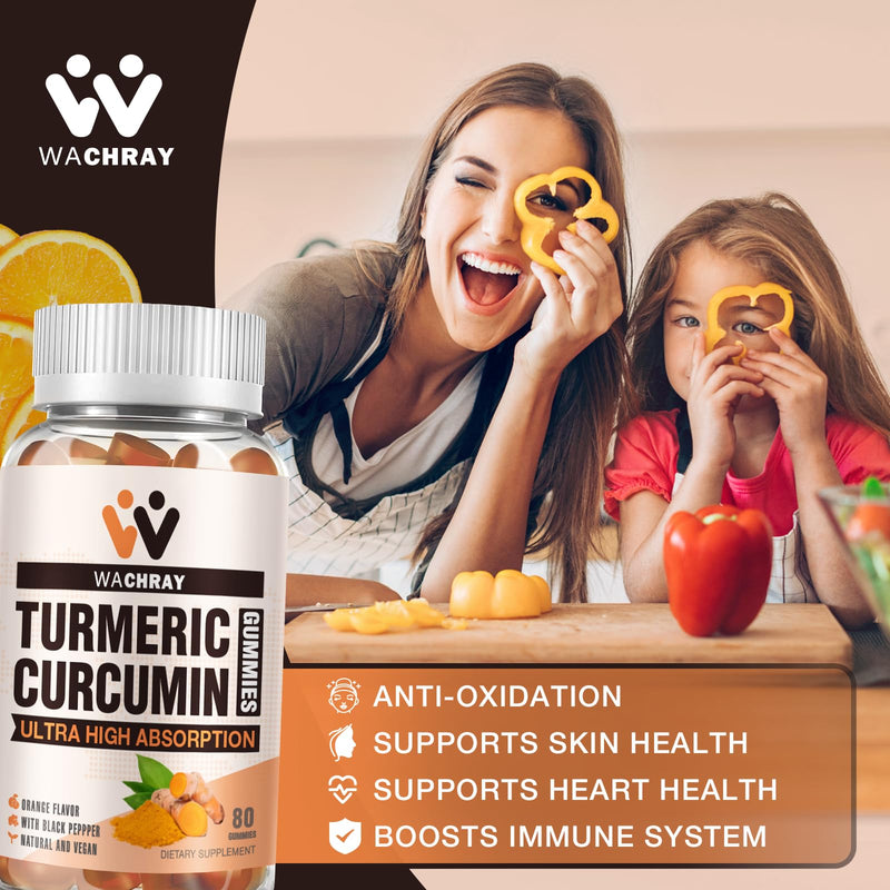 Turmeric Curcumin Gummies with Ginger & Black Pepper Extract Vegan 3 Pack | Tumeric Gummy Supplements for Pain Inflammation Joint Weight Health Support - Organic, Gelatin-Free - for Adults and Kids