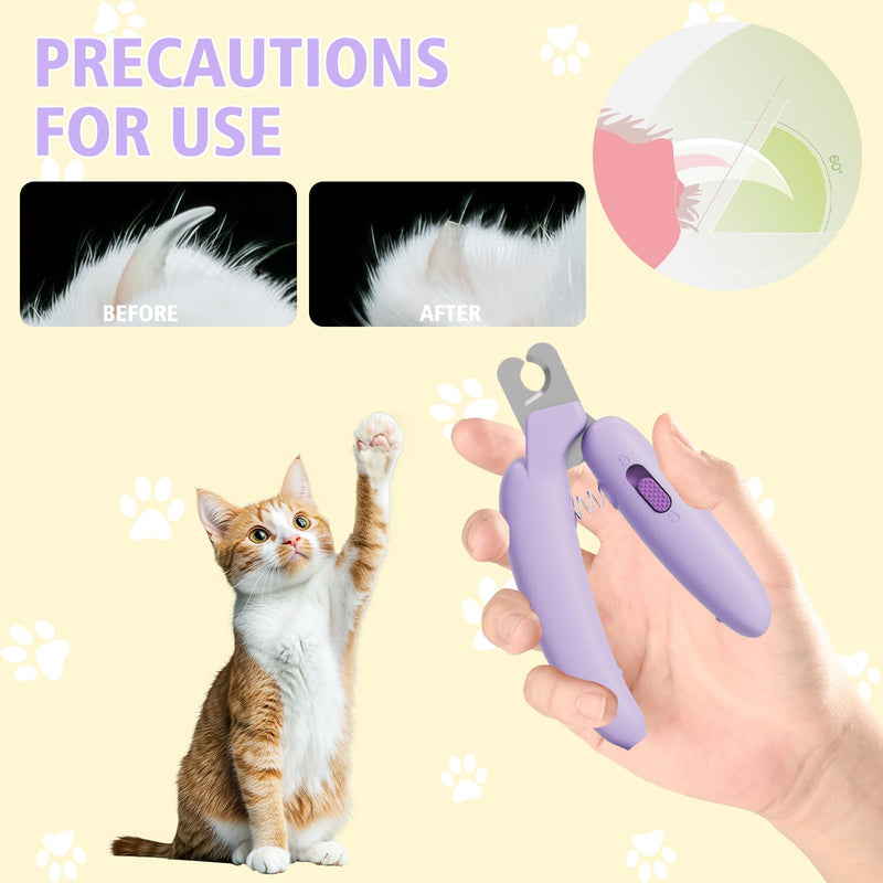 SNONESIY Cat Claw Trimmer Cat Claw Cutter Cat Nail Clippers with Nail File and Splash-Proof Protection Device Professional Pet Claw Scissors for Small Dogs Puppies Cats with File - BeesActive Australia