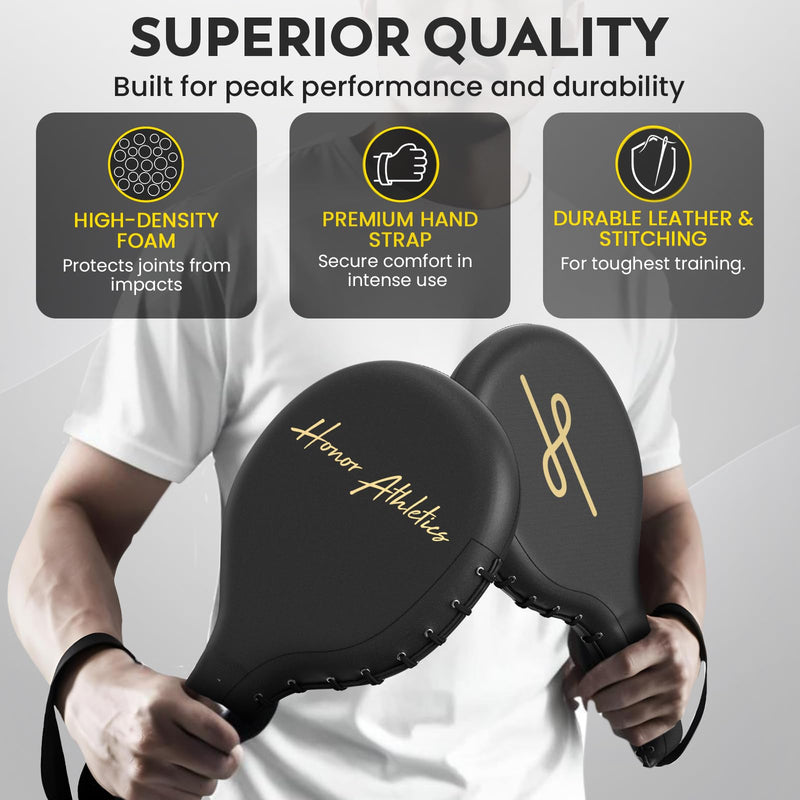 Honor Athletics Professional Boxing and MMA Punching Paddles (Pair) Black