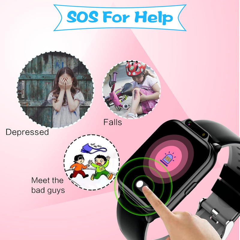 Smart Watch for Kids, 1.85" Fitness Tracker with Heart Rate, Sleep Monitor, IP68 Waterproof Smartwatches with Video Music, Pedometer, Game, NO APP/Phone, Gift for Boys Girls. (Classic, Black) Classic