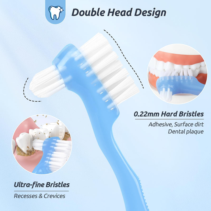 Hard Denture Cleaning Brush Toothbrush with Double Bristle Heads (4 Pcs) Heavy Duty, Multi-Layered Bristles, Portable Design,Ergonomic Anti-Slip Handle,Perfect for Deep Cleaning Care Color 1 - BeesActive Australia
