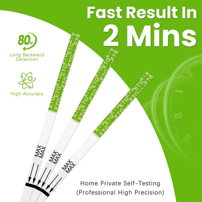 ETG Alcohol Urine Test Strips [10 Pack] – High Sensitivity, 2-Min Results, 300 ng/mL Cutoff. Individually Sealed Dip Tests for Home/Workplace
