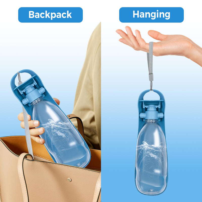 19oz Dog Water Bottle, Collapsible Dog Travel Water Bottle, Portable Dog Water Dispenser with Foldable Drinking Cup Bowl for Walking, Hiking, Lightweight, Leak-Proof, BPA Free, Blue A-Blue - BeesActive Australia