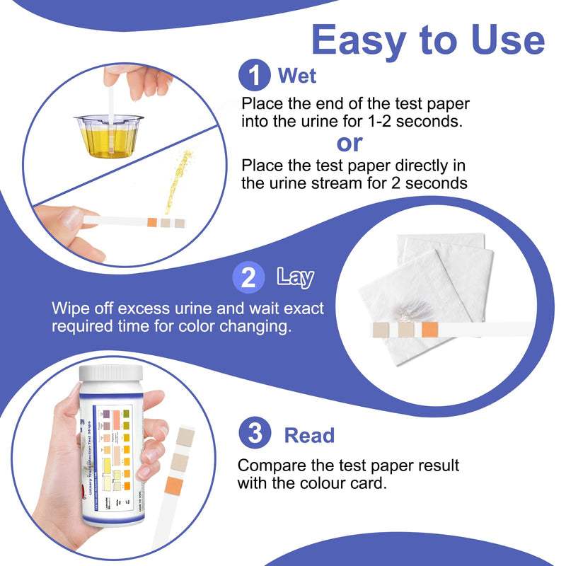 3-in-1 UTI Test Strips, Full Panel Urinary Tract Infection Test Kit at Home for Women Men Kids, Detection with Accurate Leukocytes, Nitrite, and PH Readings, Simple at-Home Urine Test Strips, 50ct - BeesActive Australia