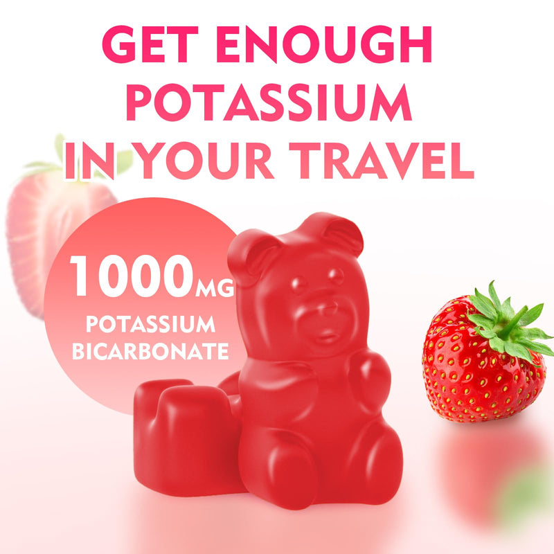 Potassium Gummies 1000mg, Potassium Bicarbonate Supplement for Adults & Kids, Potassium Supplement for Electrolyte Balance & Muscle Heath, Sugar-Free, Strawberry Flavor, 60 Count 60 Count (Pack of 1) - BeesActive Australia