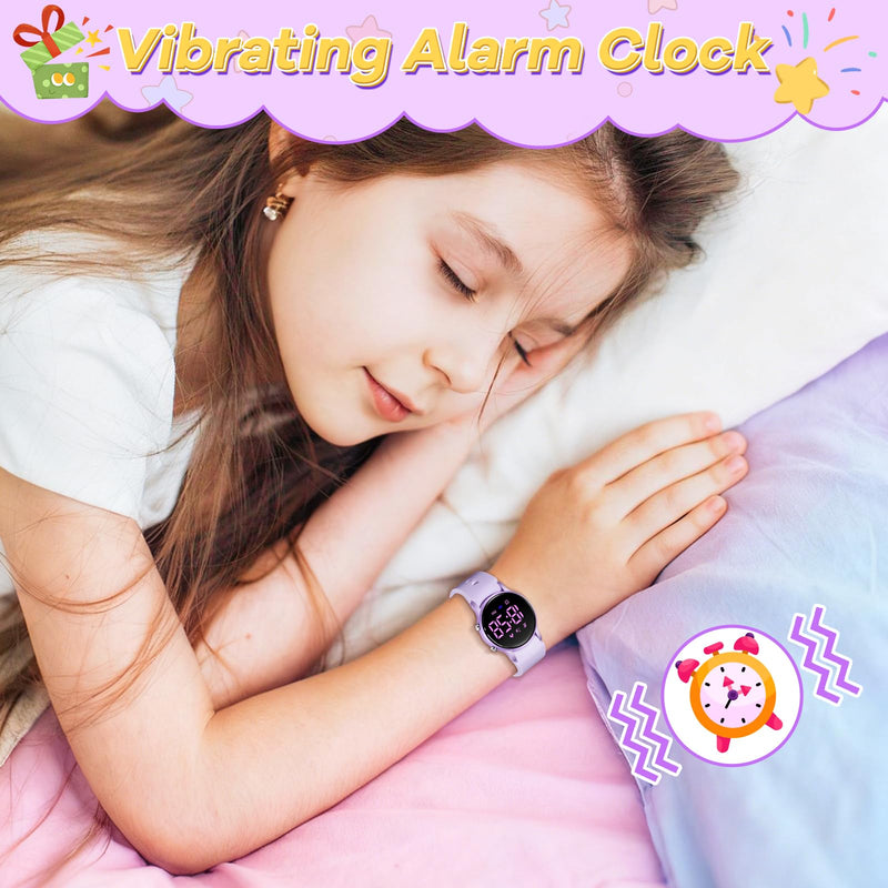 BEN NEVIS Kids Watch for Boys Girls Waterproof Digital Watch for Kids with Pedometer, Vibration Alarm Clock, Stopwatch, Calendar, No App for Ages 5-18 02-Purple - BeesActive Australia