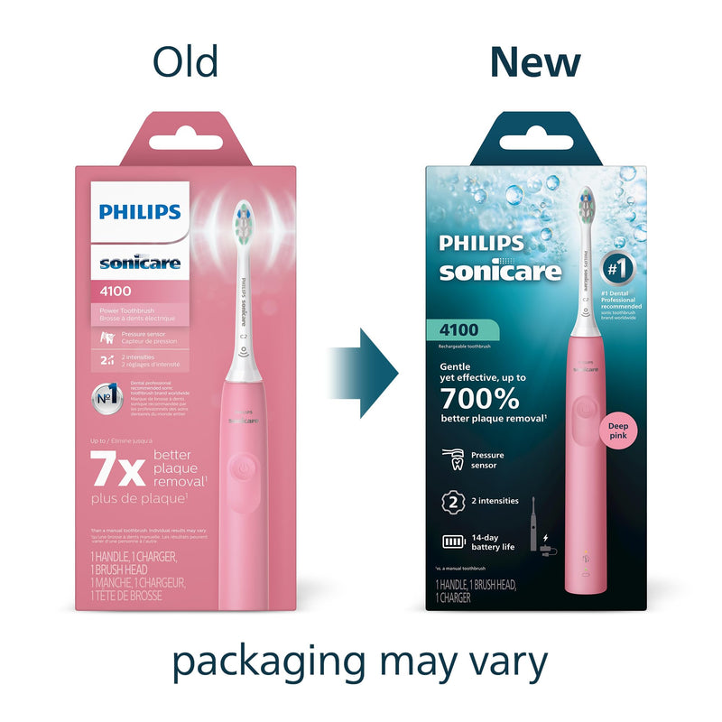 Philips Sonicare 4100 Series Electric Toothbrush - Sonic Toothbrush with Advanced Sonic Technology, Pressure Sensor, Two Intensity Settings, Smartimer & Quadpacer, Deep Pink, Model HX3681/26 1 Count (Pack of 1) - BeesActive Australia