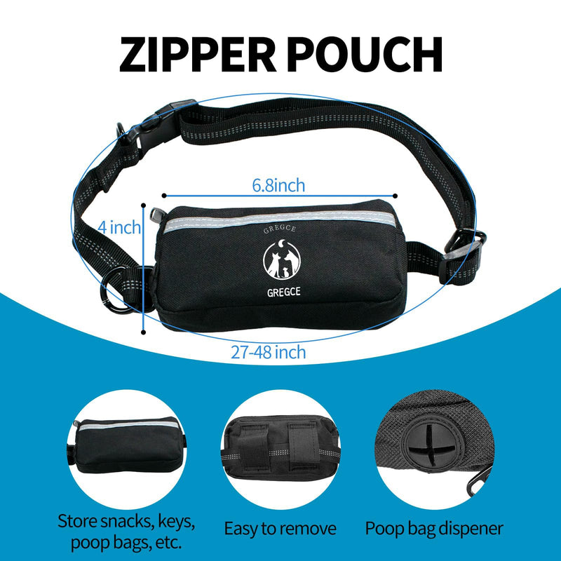 Hands Free Dog Leash for Running-Nylon Dog Leash with Zipper Pouch,Dog Belt for Medium & Small Dogs,Reflective Waist Leash for Dog Walking, Training,Jogging (Black) Black - BeesActive Australia