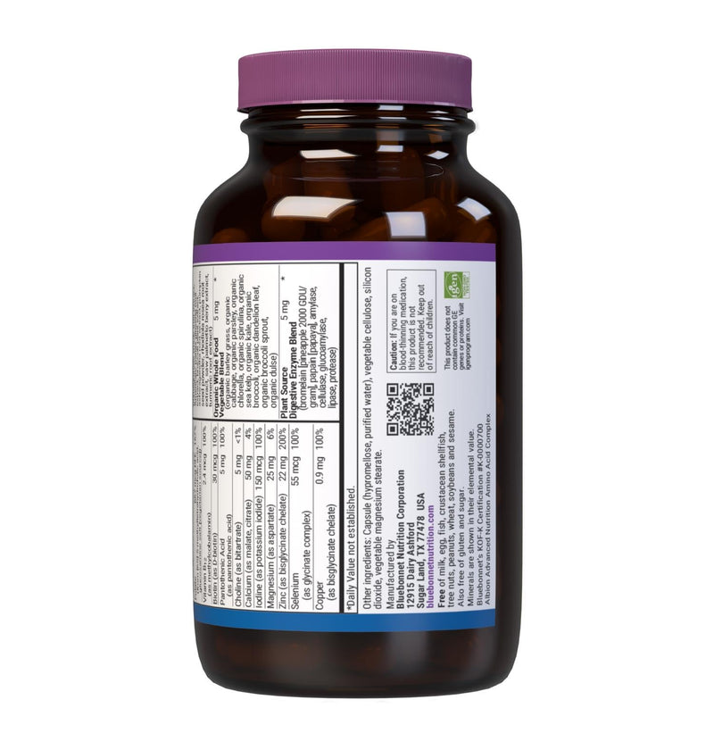 Bluebonnet Nutrition Men’s One Vegetable Capsule, Whole Food Multiple, K2, Organic, Energy, Vitality, Non-GMO, Gluten, Soy & Milk Free, Kosher, 3 Month Supply, 90 Count | Non-GMO, Vegetarian, Kosher, Gluten-Free, Soy-Free, Dairy-Free