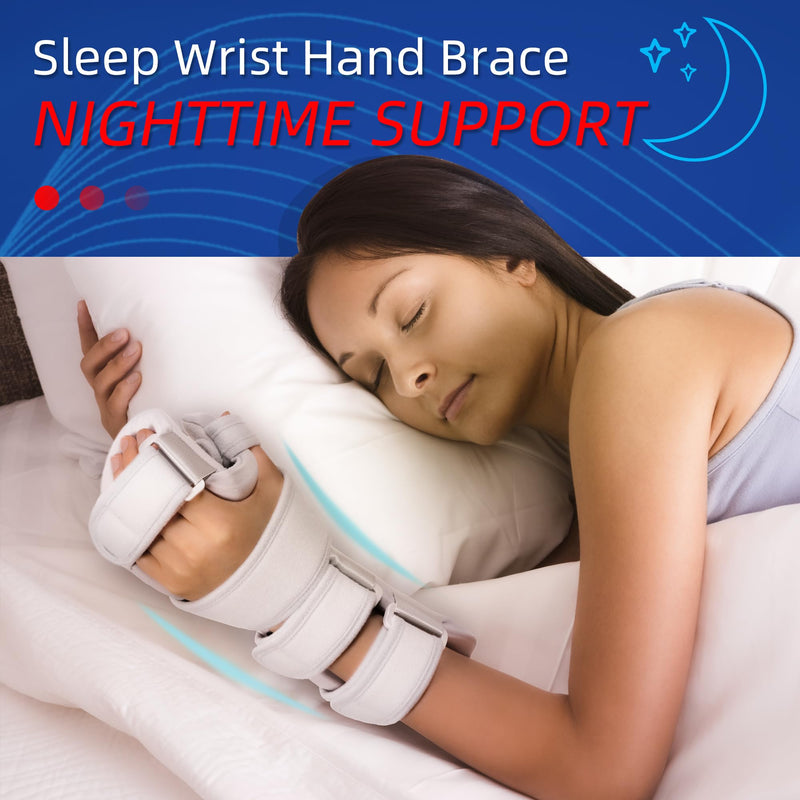 Fanwer Stroke Resting Hand Splint Left&Right, Hand Brace Splint for Stroke Patients - Functional Night Immobilizer Wrist Finger Brace Support for Straightening Fingers, Arthritis, Carpal Tunnel Syndrome (Left) Medium Left