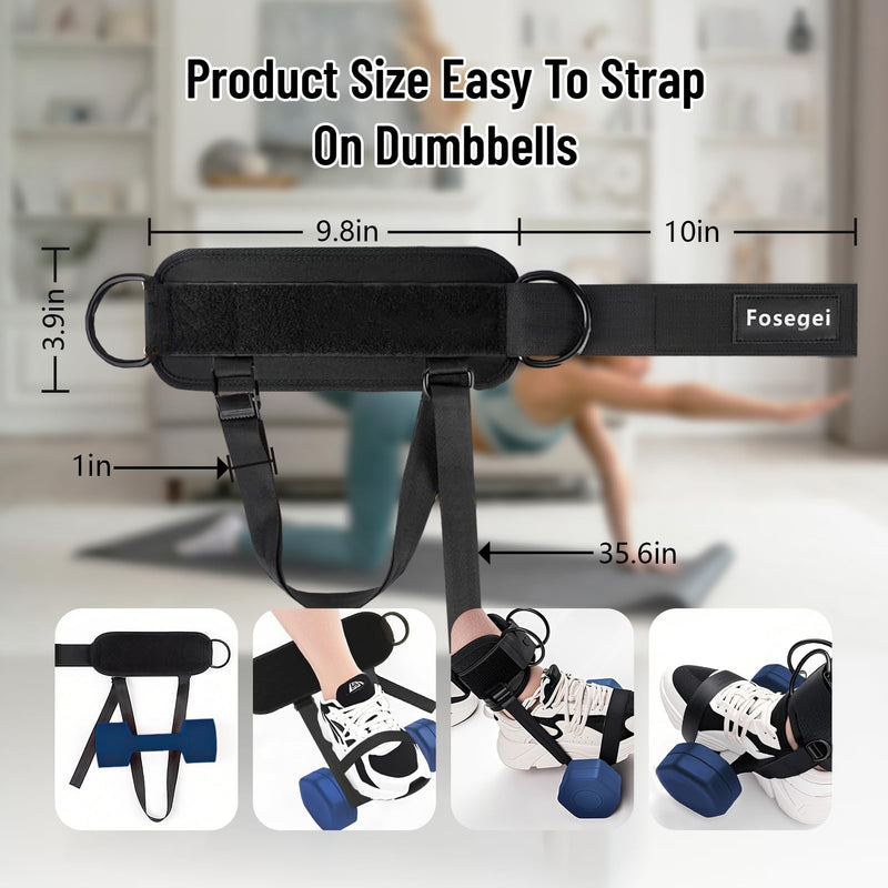 Ankle Straps for Dumbbell and Cable Machine, Monkey Foot Dumbbell Attachment Straps for Gym Trainer and Ankle Straps for Weight Lifting, Leg Extensions for Women and Men Black (Pair)