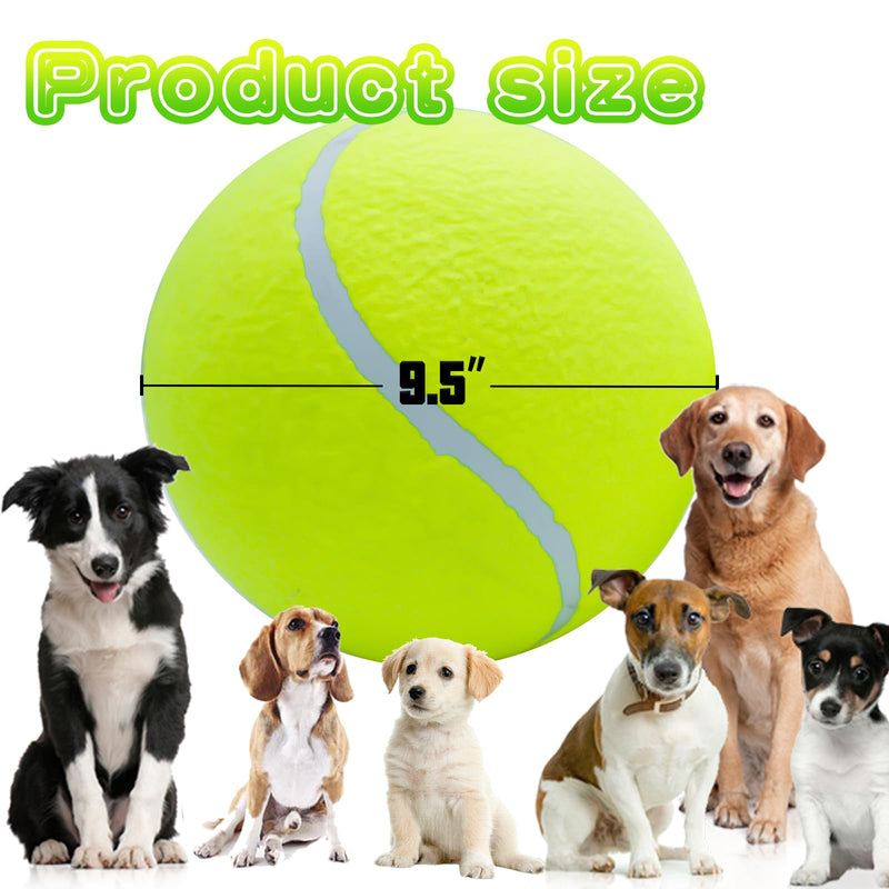 Giant 9.5" Dog Tennis Ball Large Pet Toys Funny Outdoor Sports Ball with Inflating Needles for Small Medium Large Dog 9.5 inch Yellow