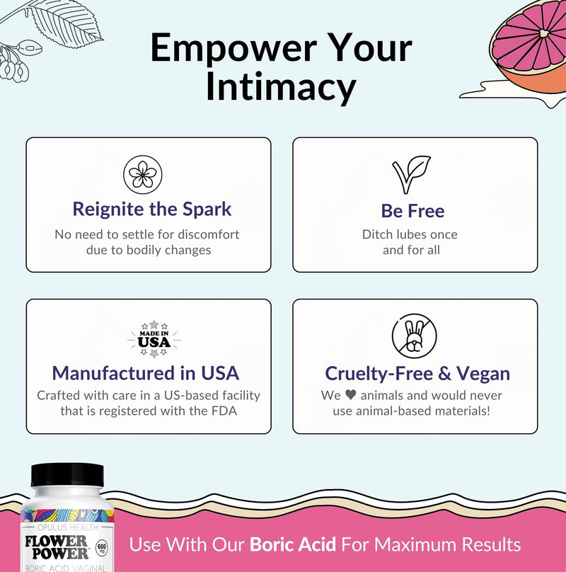 Flower Power Vaginal Moisturizer | Feminine Care for Women - 60 ct - End Vaginal Dryness with Slippery Elm Bark | Feminine Care for Vaginal Health - Made in USA - BeesActive Australia