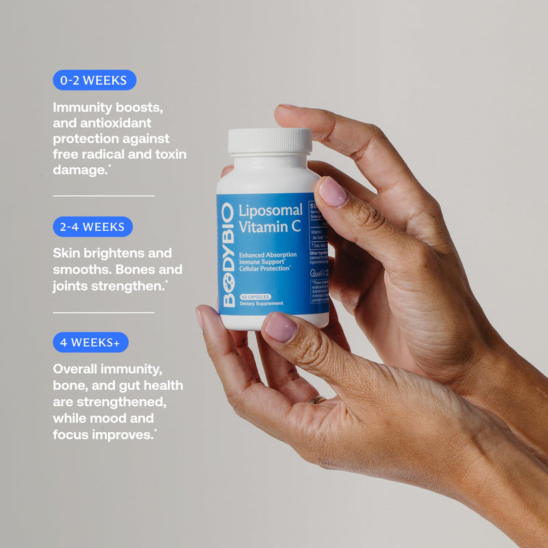 BodyBio Liposomal Vitamin C - High Absorption for Immune & Cellular Health | Pure Ascorbic Acid with Maximum Absorption