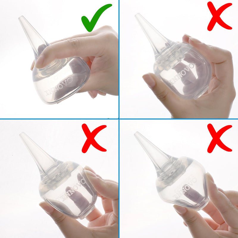 Innovo FSA/HSA Eligible Hospital Grade Silicone Twister Bulb Baby Ear Syringe and Nasal Aspirator, Sucks Snot and Mucus, Cleanable and Reusable, Clear Clear White