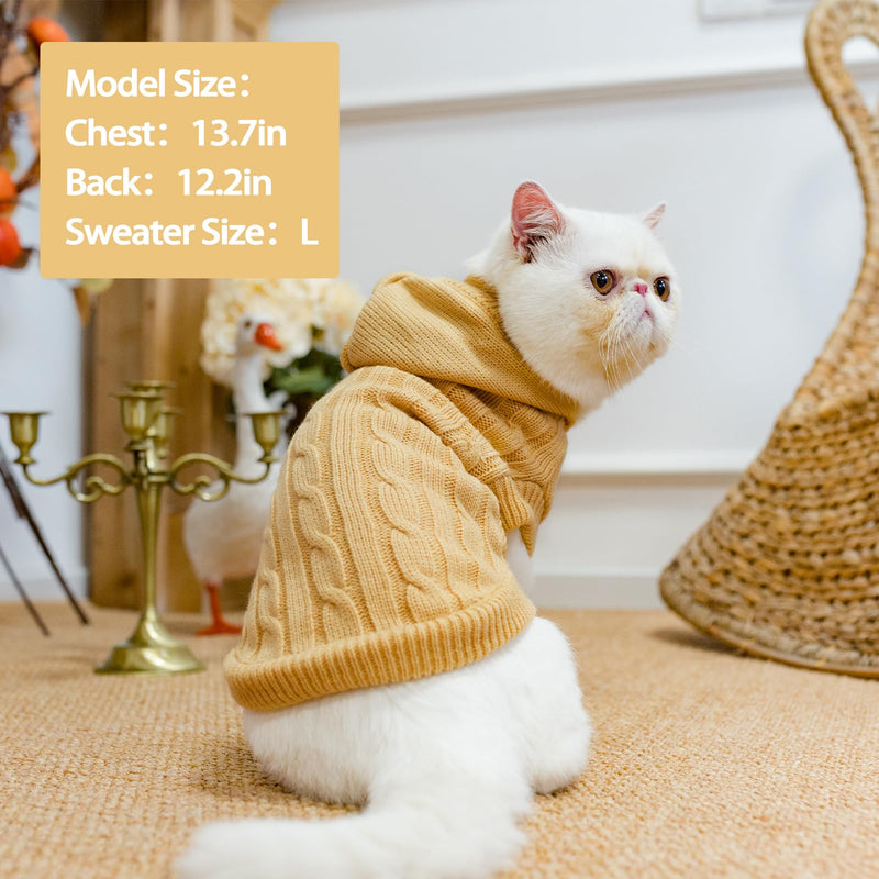 PUPTECK Winter Dog Cat Sweater Coat - Soft Cold Weather Clothes Knitwear for Kitties & Small Dogs Indoor Outdoor Walking Warm, Knitted Classic for Doggies Kitties Girls Boys, Cream M M: Chest 13.8in, Back 14in - BeesActive Australia