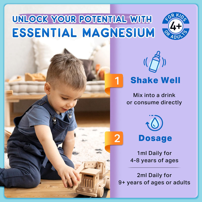 (2 Pack) Magnesium Glycinate Liquid for Kids, Kids Magnesium Liquid Drops Supplement with L-Theanine, Calcium, Zinc, Vitamin D3 K2 for Sleep Calm Relaxation Brain Bones Focus, Grape Flavor 4 Fl Oz 2 Fl Oz (Pack of 2)