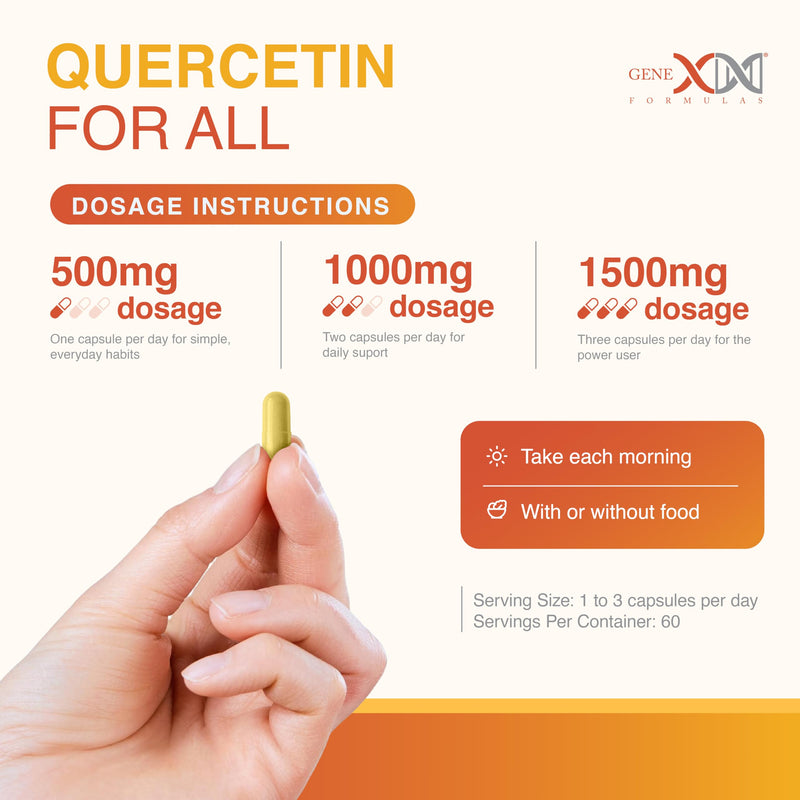 Genex Formulas Quercetin 500mg, Immune Support & Cellular Health, 3 Pack | Supplement for Heart Health, Antioxidant and Allergy Protection, NSF Certified for Safety, Quality & Label Accuracy 60 Count (Pack of 3)