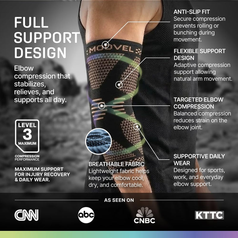 Modvel 2 Pack Elbow Brace - Golfer's Elbow Compression Sleeve Support for Joint Pain Relief, Recovery, Tendonitis Braces, Tennis Elbows Brace For Men & Women, Workout & Weightlifting Arm Wrap Copper Large - BeesActive Australia