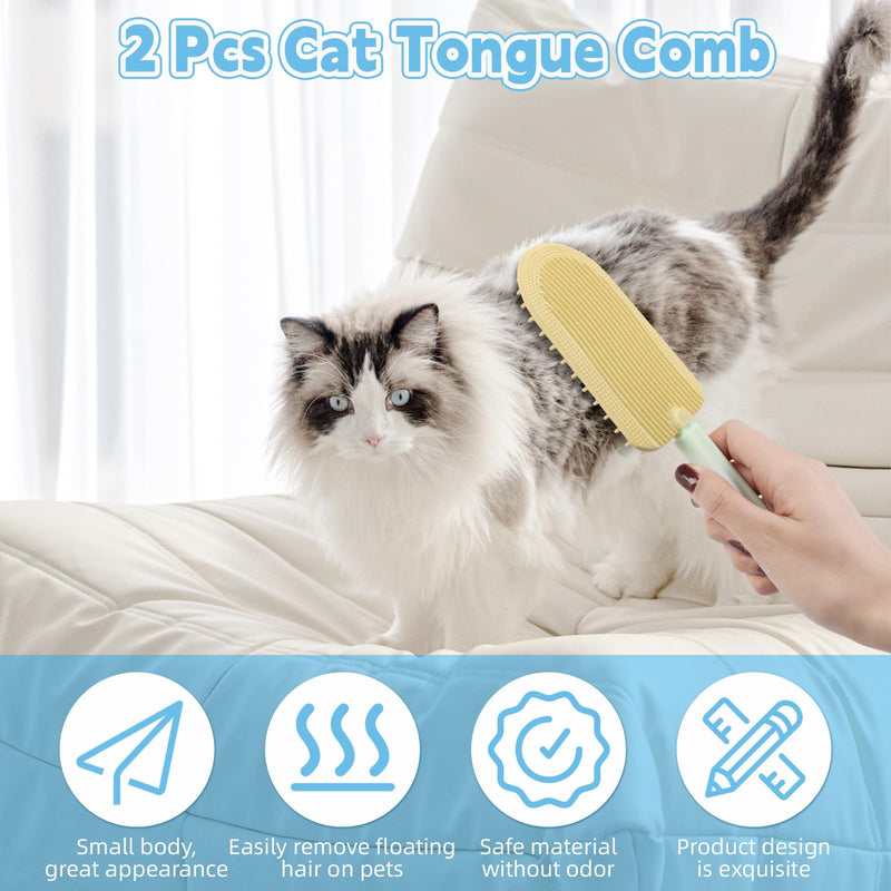 2PCS Cat Tongue Comb,Cat Tongue Brush,2024 New Cat Grooming Brush,Cat Grooming Brush for Indoor Cats,Cute Cartoon Ice Cream Cat Fur Remover Comb for Cats Grooming Easily Removes Fur Reducing Hairballs - BeesActive Australia