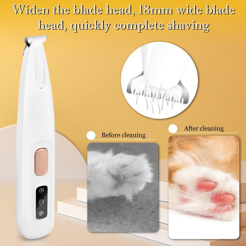 Paw Trimmer for Dogs, USB Rechargeable Paw Trim Pro, Waterproof Pet Hair Trimmer with LED Light, Portable Paw Trimmer for Dogs, Extra Quiet for Dogs, Cats, Paws, Eyes, Ears, Face White - BeesActive Australia