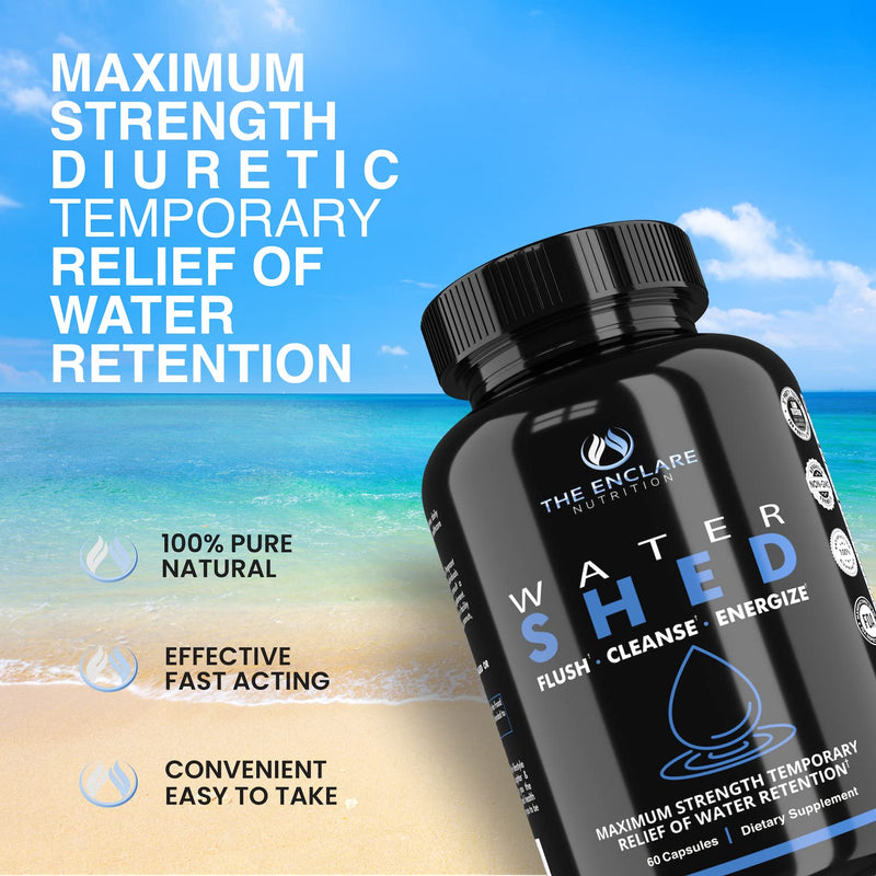 Water Pills Diuretic Water Retention - Liver Detox, Kidney Cleanse, Weight, Swelling Legs & Feet, Edema, Bloating Relief, Fluid Balance - Dandelion Vitamin B6 Green Tea Watershed Max Strength 60ct (1) 1