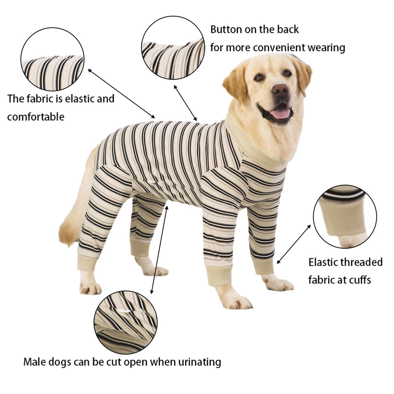 Dog Surgery Recovery Suit with Long Sleeves and Legs, Dog Romper with Zip, Full Body Coverage Pet Castration Suit, Dog Bodysuit After Surgery for Wound Protection (Beige, M) Beige - BeesActive Australia